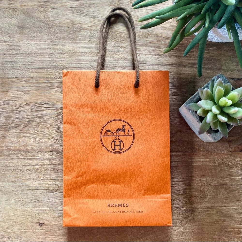 HERMÈS Signature Mini Orange Shopping Bag